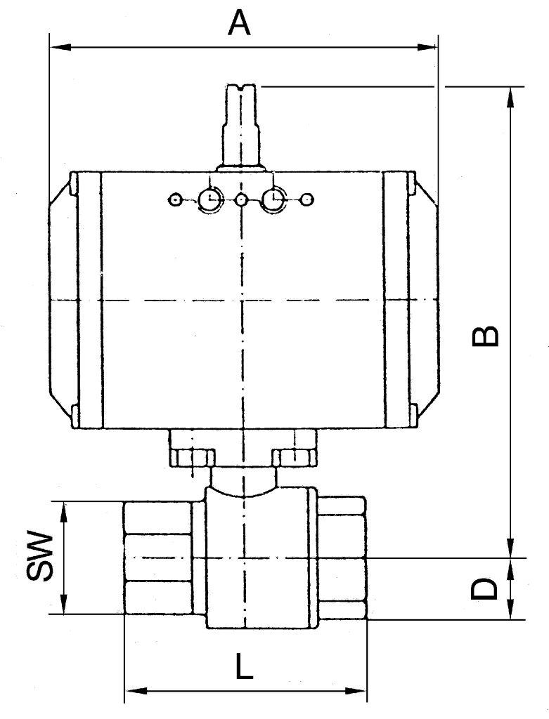 Kugelhahn Messing Rp 1 1/2, A 137, pneumatisch, federschließend - bei HUG Technik ✭