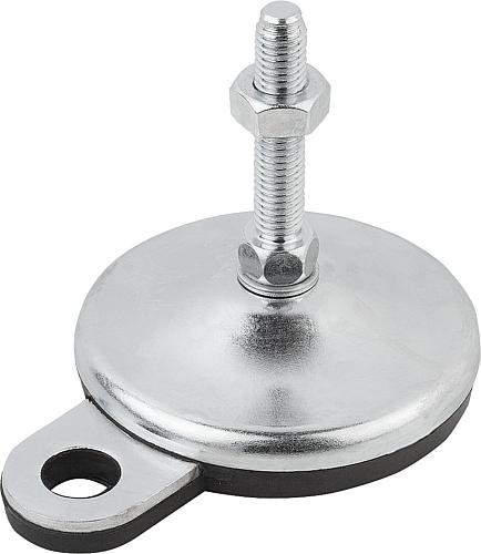 Stellfuß M10X100, Form:B Stahl, Komp:Gummi, D=60 - K0739.2106010X100 - gibt’s bei HUG Technik ✓