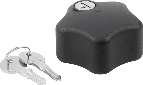 Fünfsterngriff abschließbar M06 D1=68 Kunststoff, schwarz, Komp: Stahl - K1378.6806 - gibt’s bei ☆ HUG Technik ✓