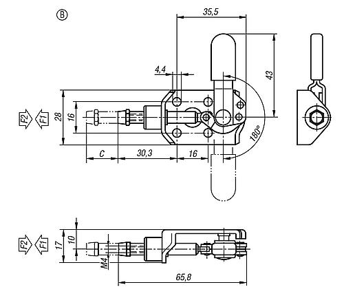 Schubstangenspanner Mini, Form:B - K0745.20050 - gibt’s bei ☆ HUG Technik ✓