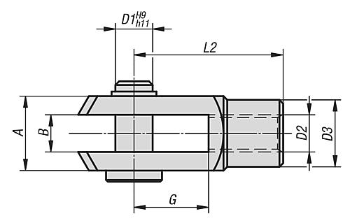 Gabelgelenk DIN71752 Innengewinde M05 Linksgewinde, G=10, D1=5, B=5, Edelstahl 1.4305 blank - K0732.05101 - bekommst Du bei ★ HUG Technik ✓