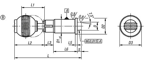 Präzisions-Arretierbolzen gehärtet, Form: B Stahl, konisch, Komp: Thermoplast, D3=16, D=10 - K0359.110 - kommt direkt von HUG Technik 😊