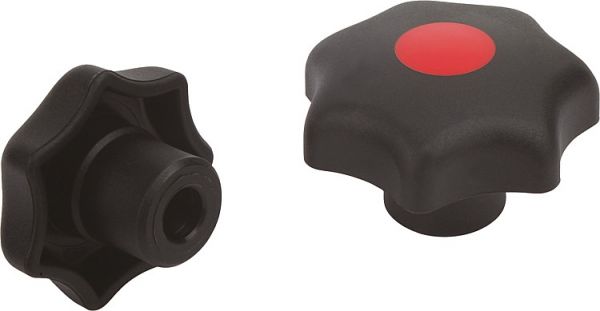 Sterngriff Passbohrung D1=25, Form: G Thermoplast, schwarz, Komp: Stahl, Komp: schwarz - K0155.305 - bekommst Du bei HUG Technik ♡