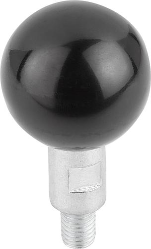 Kugelgriff drehbar M06 Stahl, Komp: Duroplast, H=37,5 - K0726.061 - erhältlich bei ♡ HUG Technik ✓