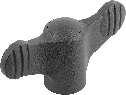 Flügelgriff antibakteriell M06, A=50 Kunststoff, grau RAL7015, Komp: Edelstahl - K0274.120106144 - bei HUG Technik ☆