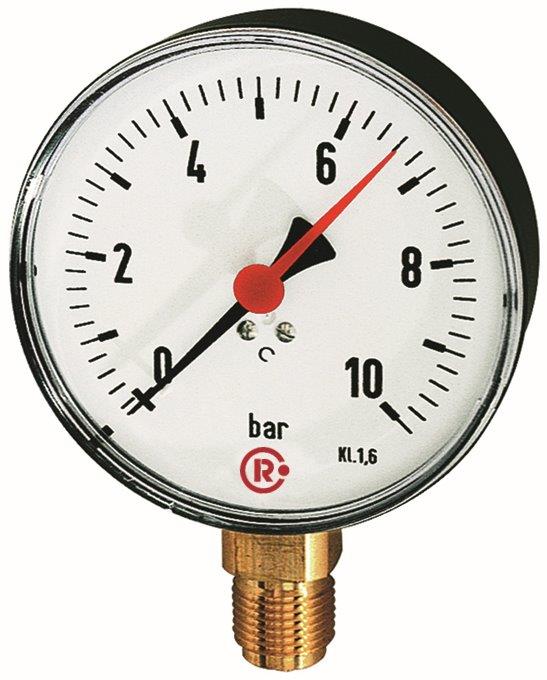 Standardmanometer, G 1/2 radial unten, - 1200/0,0 mbar, ø 160 mm, Stahlblechgehäuse - erhältlich bei ♡ HUG Technik ✓