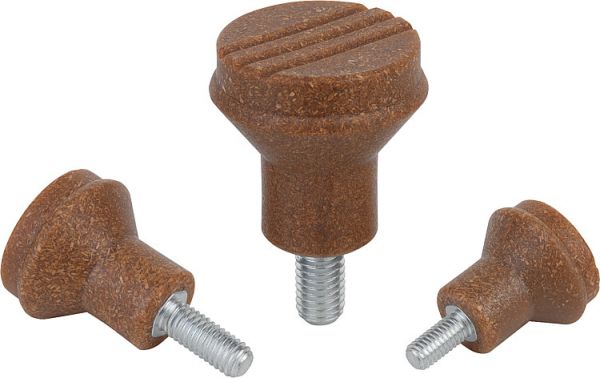 Pilzknopf Gr.1 M05x10 D1=21 Biopolymer, Buche natur - K0251.1005143X10 - bei HUG Technik ☆