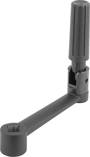 Handkurbel mit Griff Gr.1 A=80 L=100 Aluminium, umlegbar - K0997.2110 - bekommst Du bei ★ HUG Technik ✓