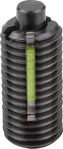 Federndes Druckstück Standard Federkraft M05 L=18 Stahl, flach, Long-Lok, Komp: Bolzen aus Stahl - K1371.05 - bei HUG Technik ☆