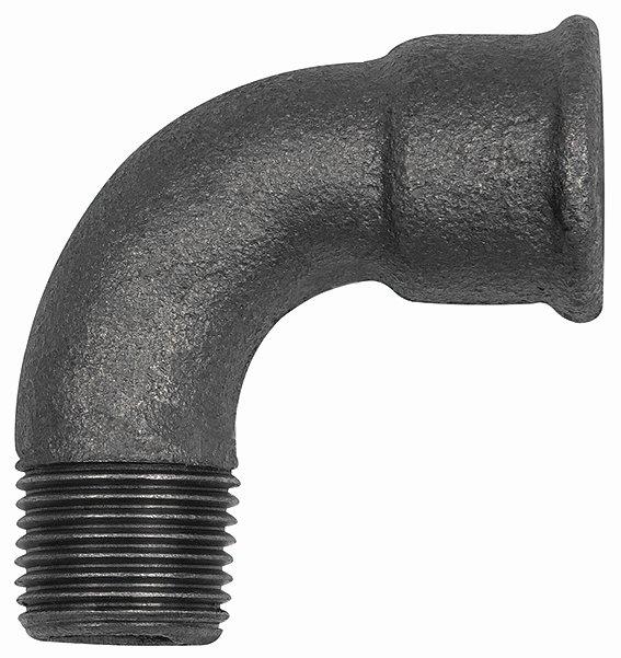 Bogen 1a, 90°, kurz, Rp 2 i., R 2 a. Temperguss schwarz - bei HUG Technik ♡