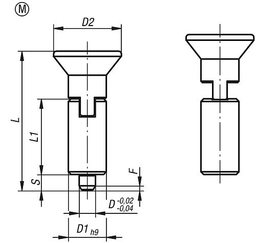 Arretierbolzen gehärtet Gr.0, Form: M Edelstahl, Komp: Thermoplast, D1=10, D=4 - K0346.02004 - kommt direkt von HUG Technik 😊