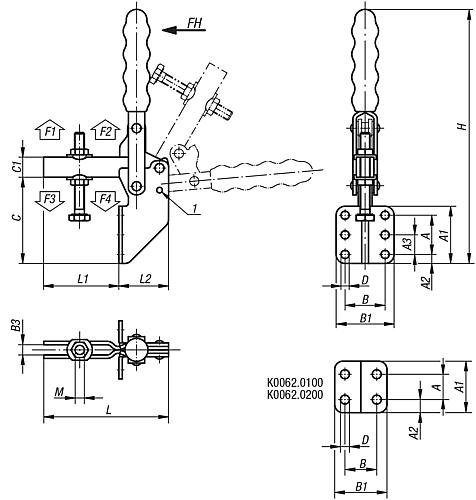 Schnellspanner vertikal Stahl, Komp: Kunststoff, M=M05x35 - K0062.0100 - kommt direkt von HUG Technik 😊