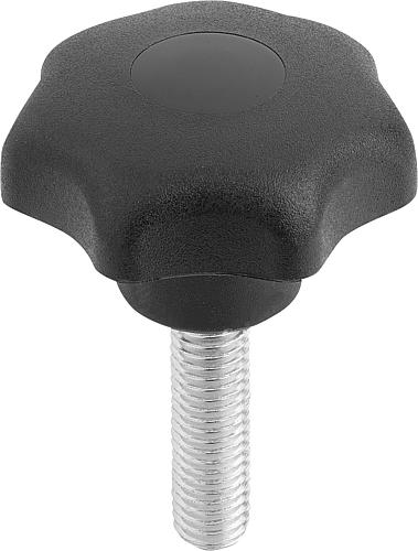 Sterngriff M05x10 D1=25, Form: L Thermoplast, schwarz, Komp: Stahl, Komp: schwarz - K0155.405X10 - erhältlich bei ♡ HUG Technik ✓