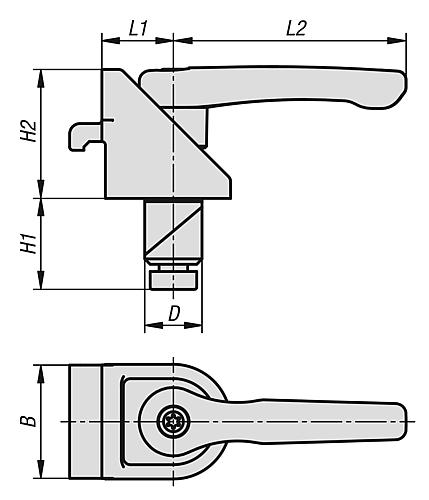 Spannbolzen mit Klemmwinkel, D=16, Stahl brüniert - K1505.016 - bei HUG Technik ☆