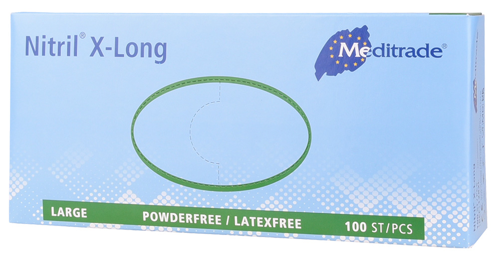 Einweghandschuh Nitril, textur, 0,12 mm, 100 St. »Nitril X Long« blau.