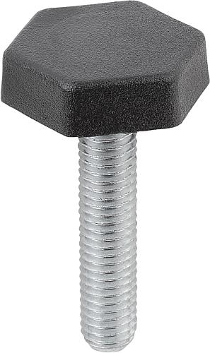 Stellfuß sechskant M06X20 Polyethylen, Komp:Stahl, SW=20 - K0676.2006X020 - erhältlich bei ✭ HUG Technik ✓