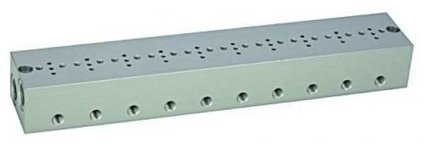 Reihengrundplatte 10-fach, M5 für Mini- Magnetventile 15 mm - erhältlich bei ✭ HUG Technik ✓