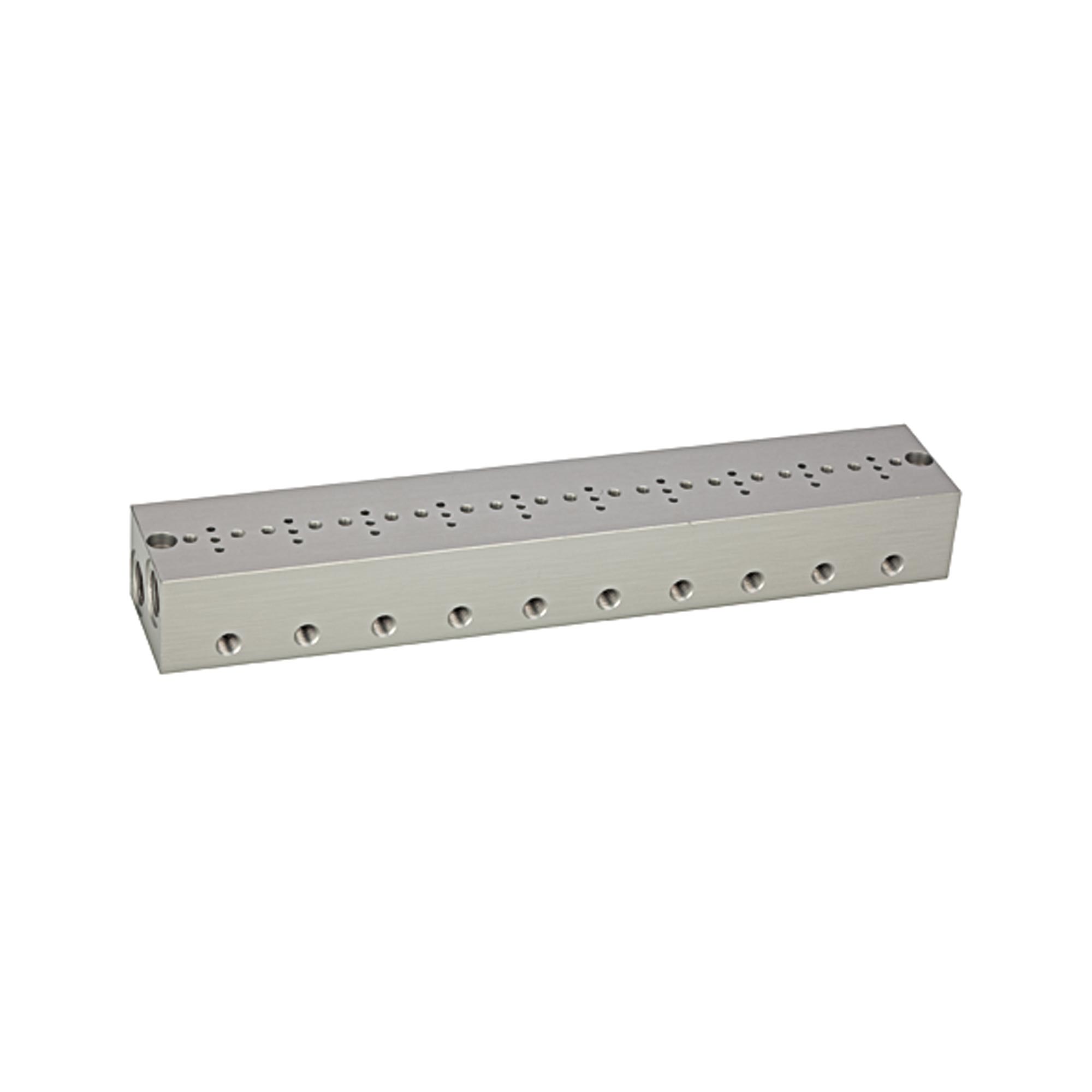 Reihengrundplatte 10-fach, M5 für Mini-Magnetventile 15 mm - direkt bei HUG Technik ✓