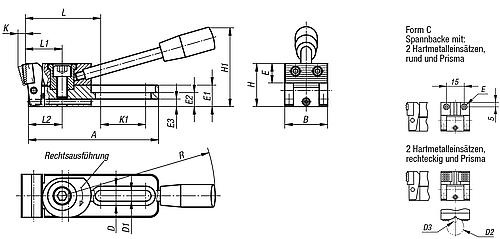 Niederzugspanner links A=121,5 40x39, Form: C Stahl - K0034.010035 - bei HUG Technik ☆