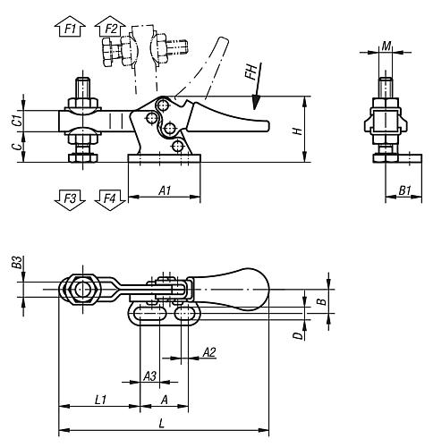 Schnellspanner horizontal Stahl, Komp: Kunststoff, M=M05x20 - K0071.0050 - bekommst Du bei ★ HUG Technik ✓