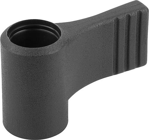 Flügelgriff ohne Deckel Gr.9 M05, A=22, Form: D Thermoplast, schwarz RAL7021, einseitig, Komp: Stahl - K0608.1905 - bei HUG Technik ♡