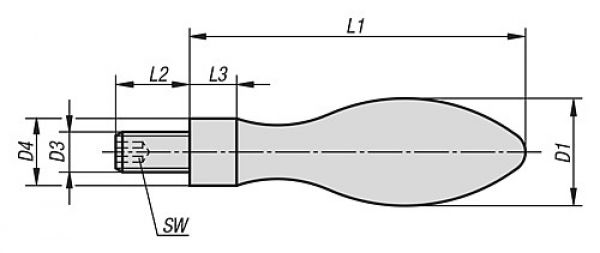 Ballengriff feststehend M06, Form: E Aluminium, DIN39, Komp: Stahl, L1=50 - K0167.0616050 - kommt direkt von HUG Technik 😊