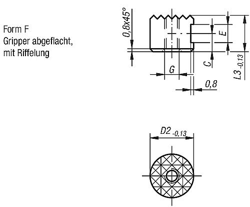 Grippers und Einsätze rund D2=10, Form: F Werkzeugstahl - K0385.1010 - direkt bei HUG Technik ✓