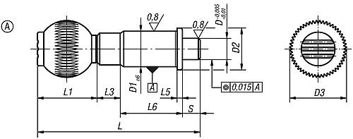 Präzisions-Arretierbolzen gehärtet, Form: A Stahl, zylindrisch, Komp: Thermoplast, D3=16, D=10 - K0361.010 - direkt von HUG Technik ✓