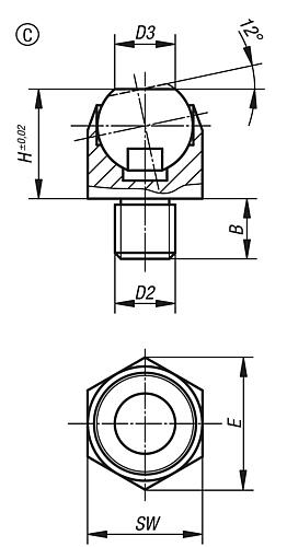 Pendelauflage M06, Form:C Vergütungsstahl, Neigungswinkel 12°, Komp:Wälzlagerstahl, T=13 - K0302.106 - bei HUG Technik ✭