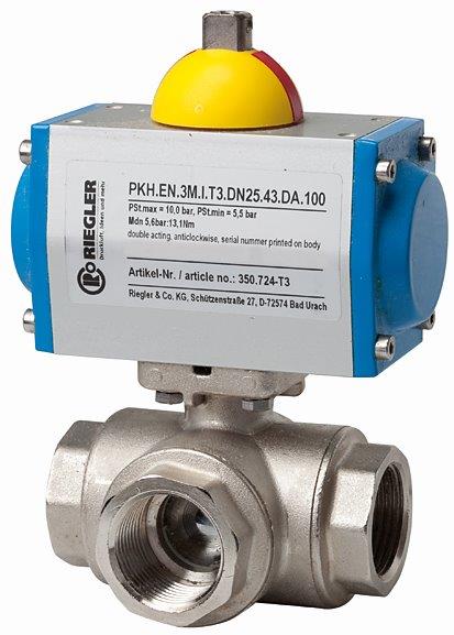 Kugelhahn Messing, L-Bohrung, Rp 1 1/2, A 137, pneumatisch - bekommst Du bei HUG Technik ♡