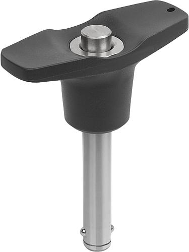 Produktbild Kugelsperrbolzen mit T-Griff, D1=10, L=20, L1=8,9, L5=28,9, Edelstahl 1.4542, hohe Scherfestigkeit - K0792.216310020 - bekommst Du bei ★ HUG Technik ✓