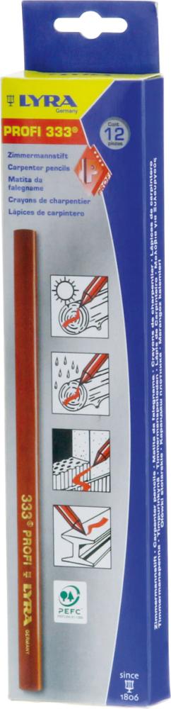 LYRA 12 Stück Zimmermanns-Bleistifte 333 oval rot 24 cm - kommt direkt von HUG Technik 😊 LYRA 12 Stück Zimmermanns-Bleistifte 333 oval rot 24 cm - kommt direkt von HUG Technik 😊