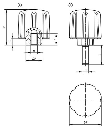 Spanngriff ergonomisch M06 D1=50 Kunststoff, schwarz RAL7021, Komp: Edelstahl - K0779.05006 - erhältlich bei ♡ HUG Technik ✓