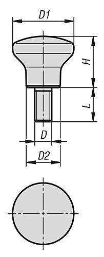 Pilzknopf poliert M05X10 D1=18 Duroplast, schwarz, Komp:Autom.Stahl, Komp:blau passiviert - K1289.1805X10 - gibt’s bei ☆ HUG Technik ✓