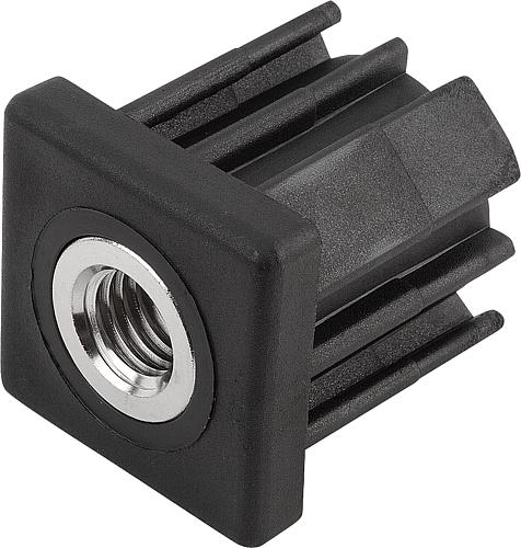 Gewindestopfen für quadratische Rohre M10 L=33 Thermoplast, Komp: Messing, für=30x1,5 - K0430.103015 - erhältlich bei ♡ HUG Technik ✓