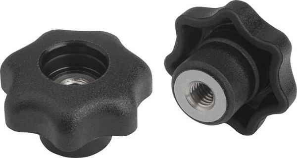 Sterngriff M05 D1=25, Form: D Thermoplast, schwarz, Komp: Edelstahl - K0154.505 - bei HUG Technik ♡