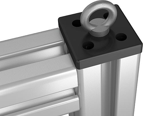 Fußplatte M08 60x30x12 Kunststoff, schwarz pulverbeschichtet, Typ B, BN=8 - K1057.0830602081 - bei HUG Technik ✓