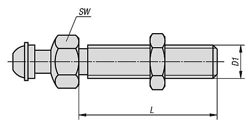 Zeichnung Gewindespindel für Stellfüße M12X100 Edelstahl - K0427.121002 - direkt bei HUG Technik ✓
