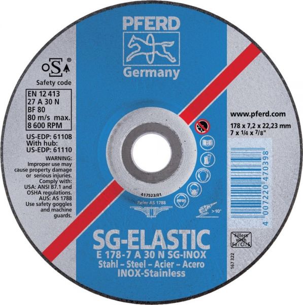 PFERD Schruppscheibe A 30 N SG V2A 115x7,2 mm gekröpft - bei HUG Technik ♡ PFERD Schruppscheibe A 30 N SG V2A 115x7,2 mm gekröpft - bei HUG Technik ♡