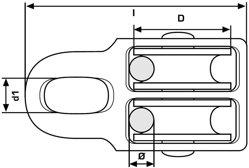 Blockrolle doppelt für Seile bis Ø 8,0mm galvanisch verzinkt - direkt bei HUG Technik ✓