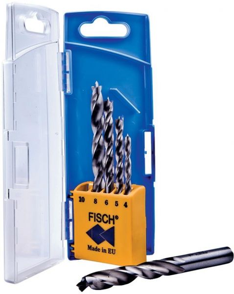 Fisch Holzspiralbohrer-Satz HSS Profi 5-teilig 4-10 mm R - erhältlich bei ♡ HUG Technik ✓