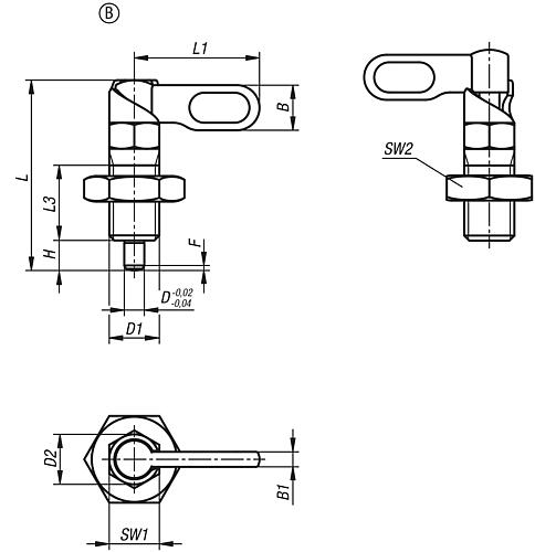 Sperrriegel mit Anschlag M10, Form: B Edelstahl, links, D=4 - K1285.1050410 - bei HUG Technik ☆
