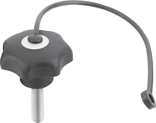 Sterngriff M10x25 D1=50, Form: LS Thermoplast, schwarz, Komp: Edelstahl, Komp: grau RAL7035 - K0154.7105X25 - bei HUG Technik ✭