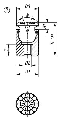 Pendelauflage mit O-Ring M04 D1=10, Form:P Vergütungsstahl, Komp:Polyurethan - K0284.604X014 - direkt bei HUG Technik ✓