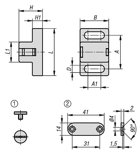 Magnetverschluss Polyamid, schwarz, Komp:Stahl, Komp:verzinkt, A=20, Flachkopfschraube M4X5 - K1295.17281 - bekommst Du bei HUG Technik ♡