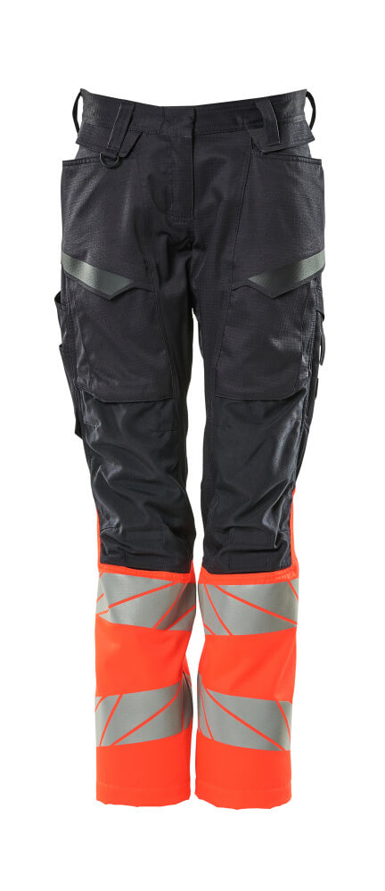 MASCOT® ACCELERATE SAFE Hose mit Knietaschen  Gr. 76/C34, schwarzblau/hi-vis rot - bei HUG Technik ✓