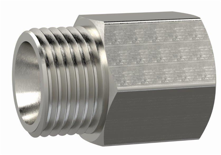 Reduziernippel, lang, G 1/2 AG, G 1/2 IG, SW 24, Edelstahl - bei HUG Technik ☆