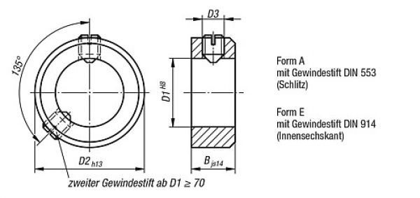 Stellring, Form:A Edelstahl, DIN705 100X140, B=25 - K0406.110002 - direkt von HUG Technik ✓