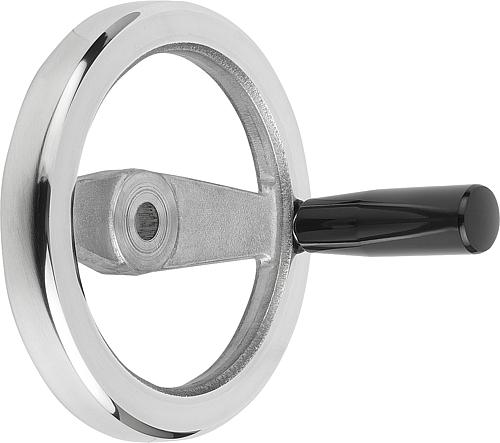 2-Speichen-Handrad ohne Nut D1=100 Aluminium, Komp: Duroplast, D2=10 - K0162.4100X10 - bei HUG Technik ✭