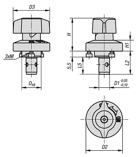 Kugelsperrbolzen mit Drehbetätigung, D1=10, L2=21,5, Edelstahl blank, Komp: Edelstahl blank - K1064.11022 - bei HUG Technik ☆